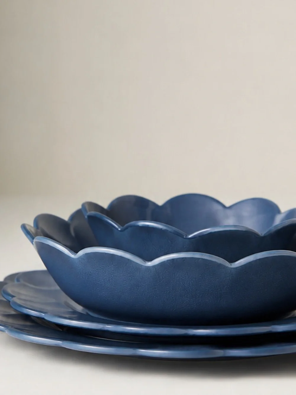 Anthropologie Melamine Scalloped Pasta Bowl in Blue